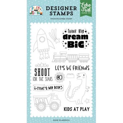 Echo Park Play All Day Boy Clear Stamps - Think Big, Dream Big 